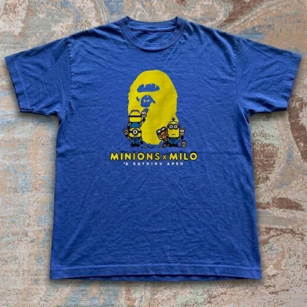 Bape X Minions Blue Cotton T-Shirt
